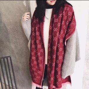 Cashmere Reversible Scarf on Maroon and Pink Accent